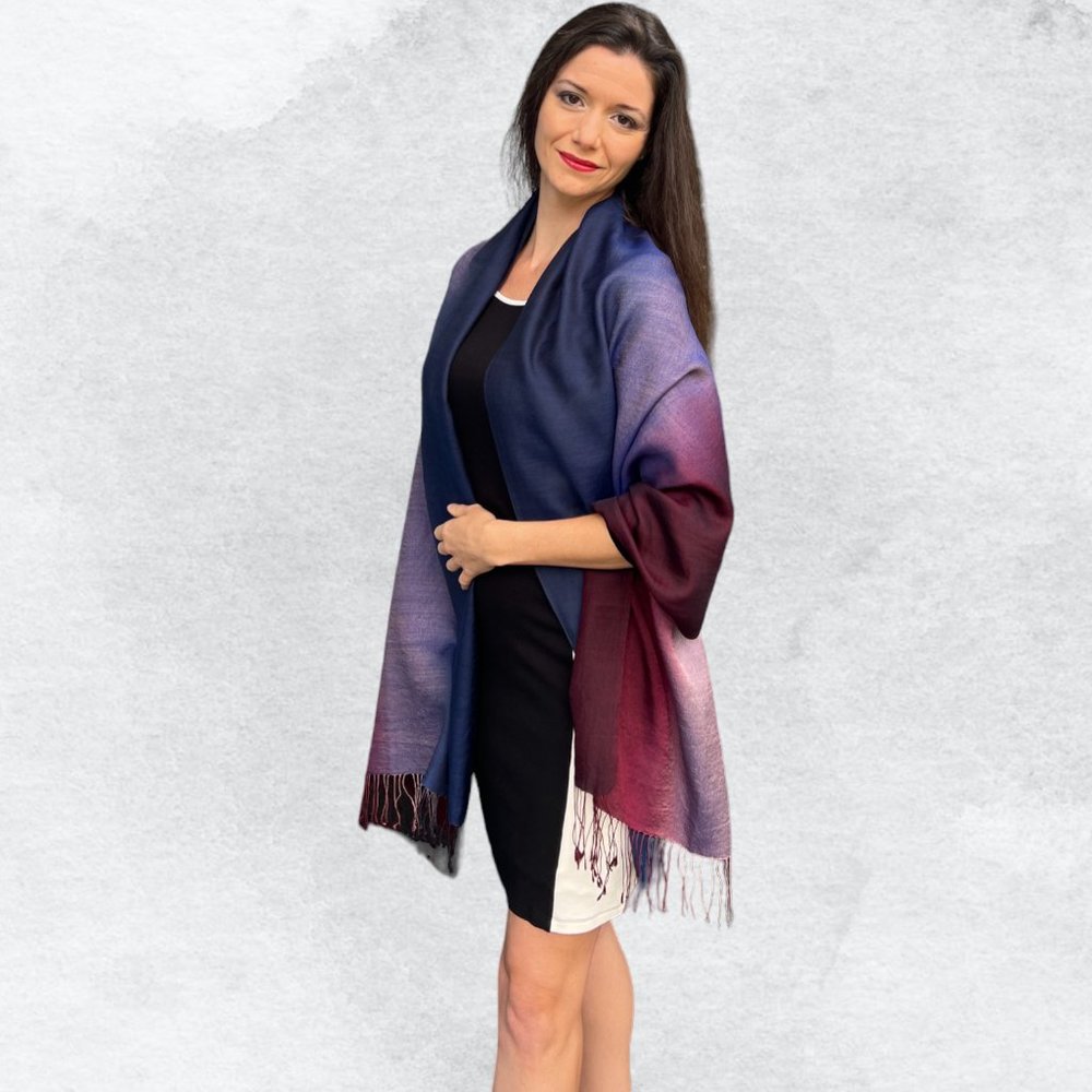 Ombre Wool and Silk Scarf